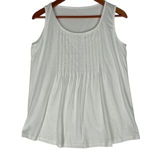 Kohl's White Knit Tank Top Pleated Chest Women's Size Small New Without Tags